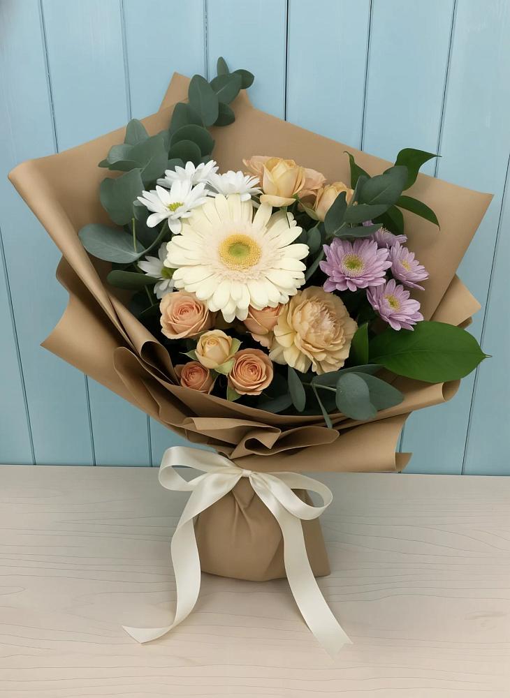 Букет цветов из: Герберы и Хризантемы в Малышева