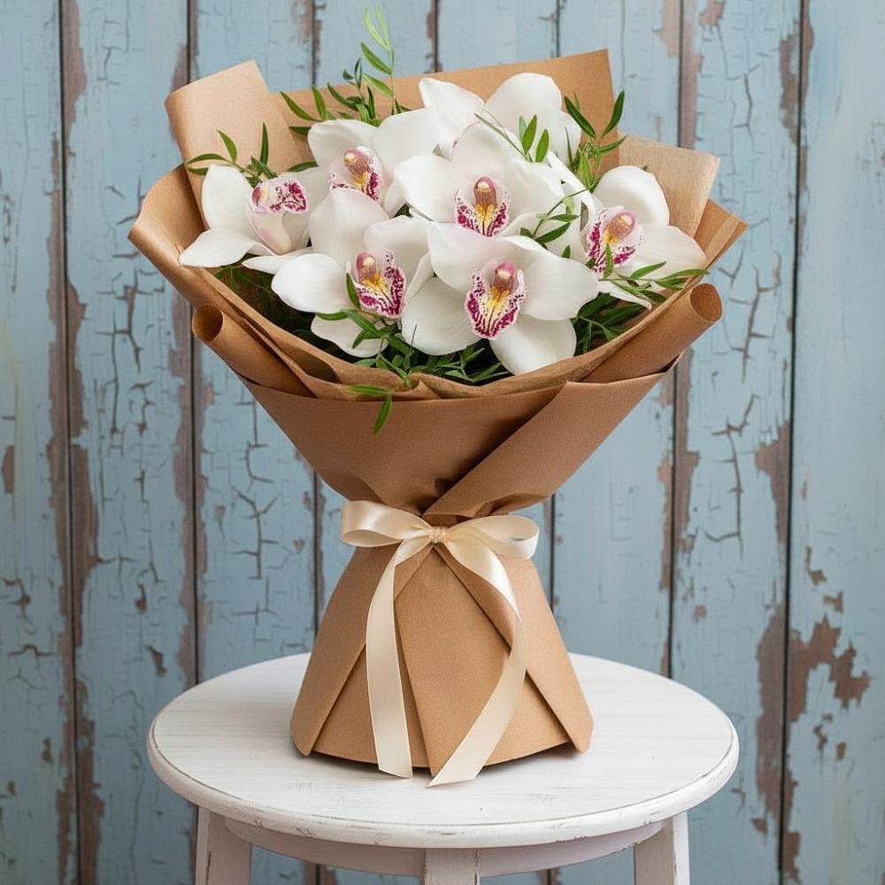 Букет цветов из: Орхидеи и Розы в Малышева