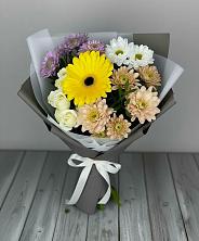 Букет цветов из:  Розы, Герберы и Хризантемы в Малышева