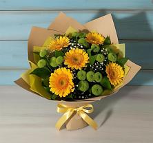 Букет цветов из:  Герберы и Хризантемы в Малышева
