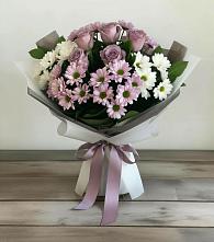 Букет цветов из:  Хризантемы и Розы в Малышева