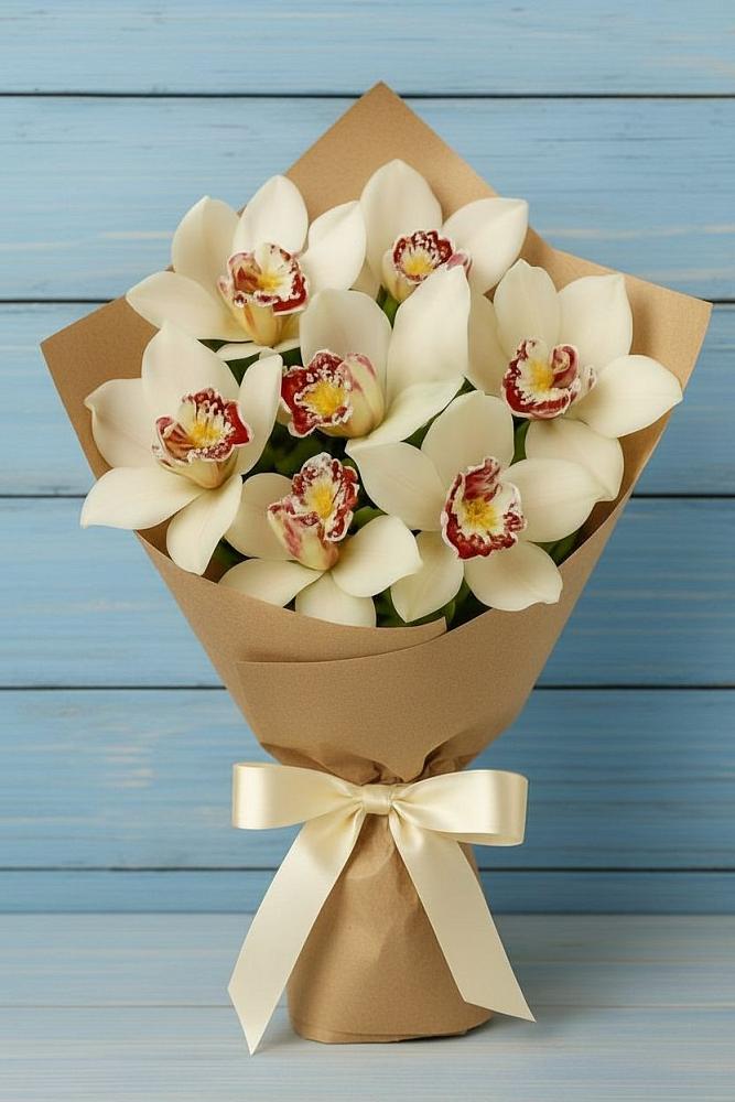 Букет цветов из: Орхидеи и Розы в Малышева