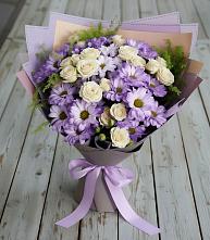 Букет цветов из:  Хризантемы и Розы в Малышева